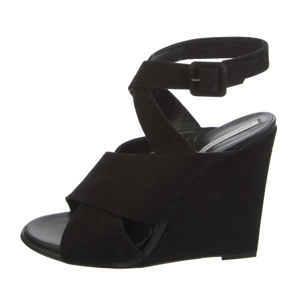 DIANE VON FURSTENBERG Suede Slingback Sandals Wedges